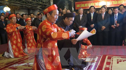 The opening rite of the Tran Temple Festival in northern Thai Binh province last year. (Photo: VNA)