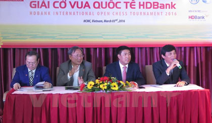 Buổi công bố giải Cờ vua quốc tế HDBANK 2016. (Ảnh: Hoàng Hải/Vietnam+)