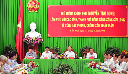 Thủ tướng Nguyễn Tấn Dũng chủ trì buổi làm việc. Ảnh: VGP/Nhật Bắc