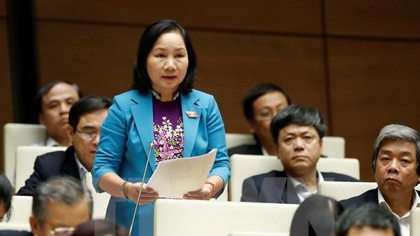 Deputy Nguyen Thi Phuc from Binh Thuan province speaks at the plenum (Photo: VNA)