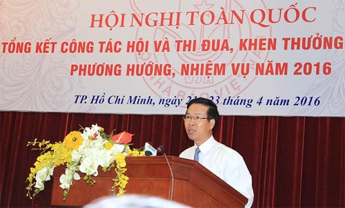 Trưởng ban Tuyên giáo Trung ương Võ Văn Thưởng phát biểu tại hội nghị.