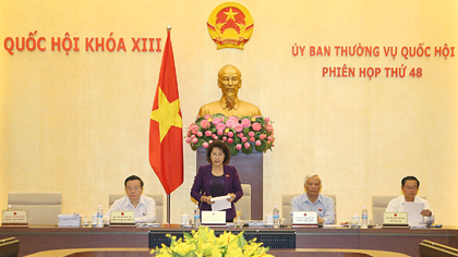 NA Chairwoman Nguyen Thi Kim Ngan speaking at the session (Credit: VGP)