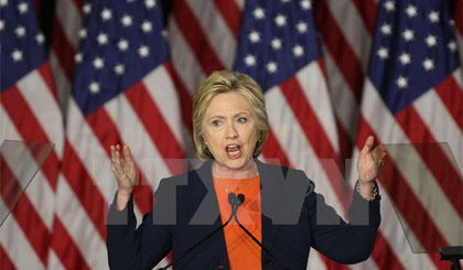 Ứng cử viên hàng đầu của đảng Dân chủ Hillary Clinton. Ảnh: AFP/TTXVN