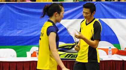 Top Vietnamese male and female players Nguyen Tien Minh and Vu Thi Trang