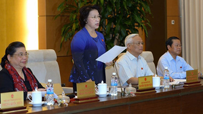 NA Chairwoman Nguyen Thi Kim Ngan chaired the June 13 meeting (Credit: VOV)