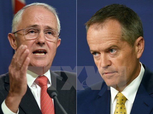 Thủ tướng Australia Malcolm Turnbull (trái) và lãnh đạo Công đảng đối lập Bill Shorten. Nguồn: AFP/TTXVN