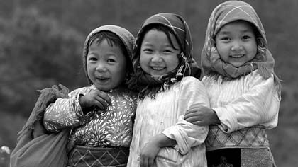 Three sisters from H'Mong ethnic group.