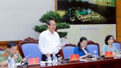 Deputy PM Truong Hoa Binh speaks at the teleconference (Source: VNA)