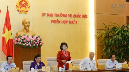 NA Chairwoman Nguyen Thi Kim Ngan speaking at the session (Credit: NDO)