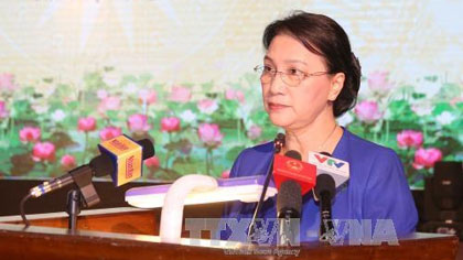 NA Chairwoman Nguyen Thi Kim Ngan speaks at the conference. (Photo: VNA)