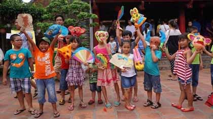 Children excited with their hand-made masks