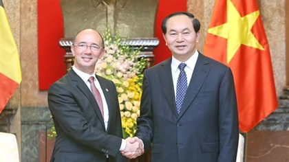 President Tran Dai Quang (R) and Rudy Demotte, Minister-President of Federation Wallonie-Bruxelles (Photo: VNA)