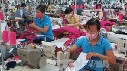 Producing garments for export at the TNG Song Cong company in Thai Nguyen province (Photo: VNA)