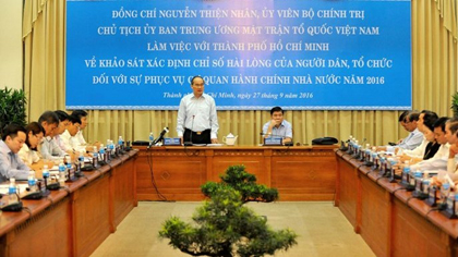 VFF President Nguyen Thien Nhan speaking at the working session (Credit: VGP)