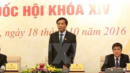 NA Secretary General Nguyen Hanh Phuc at a press conference ​(Photo: VNA) 