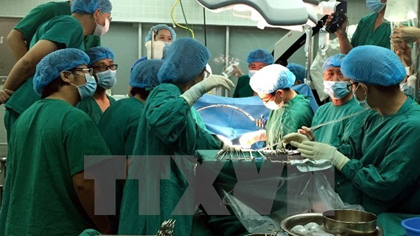 A kidney transplant operation is performed at Viet Duc Hospital (Photo: VNA)