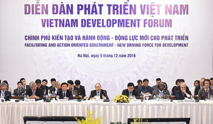 VDF 2016 có chủ đề “Chính phủ kiến tạo và hành động - Động lực mới cho phát triển”. Ảnh: VGP/Quang Hiếu