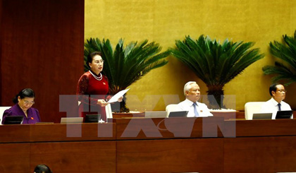 NA Chairwoman Nguyen Thi Kim Ngan speaks at the opening of the Q&A sessions (Photo: VNA)