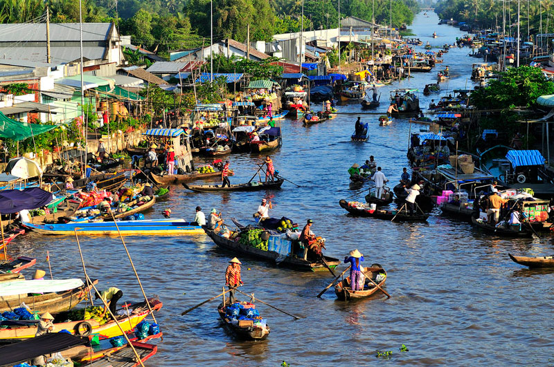 Chợ nổi Ngã Năm, Sóc Trăng. Ảnh: Diem Dang Dung.