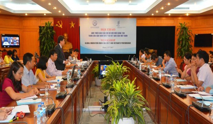 Scene at the conference held by the Ministry of Science and Technology to discuss Vietnam's ranking in the global innovation index (GII) report 2017. (Photo: khoahocvacongnghevietnam.com.vn)