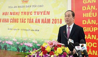 President Tran Dai Quang speaks at the conference. (Photo: VOV)