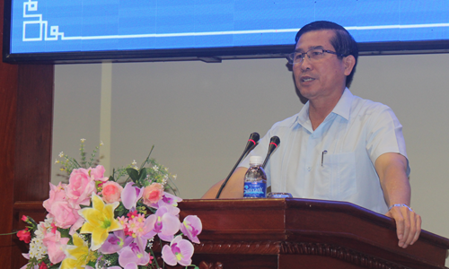 Chairman of the PPC speaks at the conferencee. Photo: Q.TUAN-M.THANH