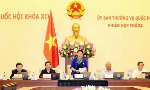 NA Chairwoman Nguyen Thi Kim Ngan speaks during the 24th meeting of the 14th NA Standing Committee. (Photo: VNA)