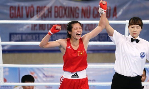 Vietnamese boxer Nguyen Thi Tam, who won a gold medal at the Asian Boxing Championship last year. (Photo: dantri.com.vn)