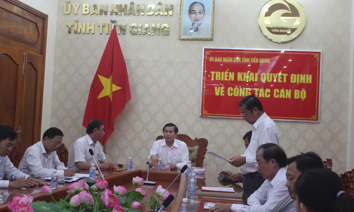 Quang cảnh buổi  công bố quyết định giải thể Trung tâm  XTĐT-TM-DL tỉnh  Tiền Giang.