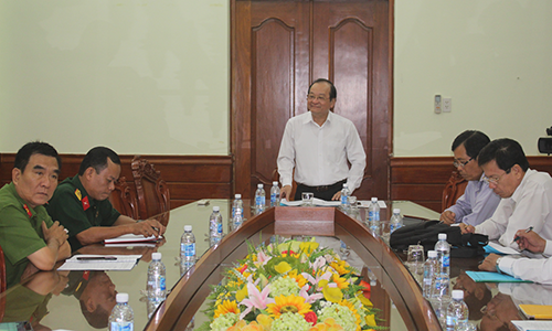 Vice Chairman of the Provincial People's Committee Tran Thanh Duc spoke at the meeting. Photo: M.THANH