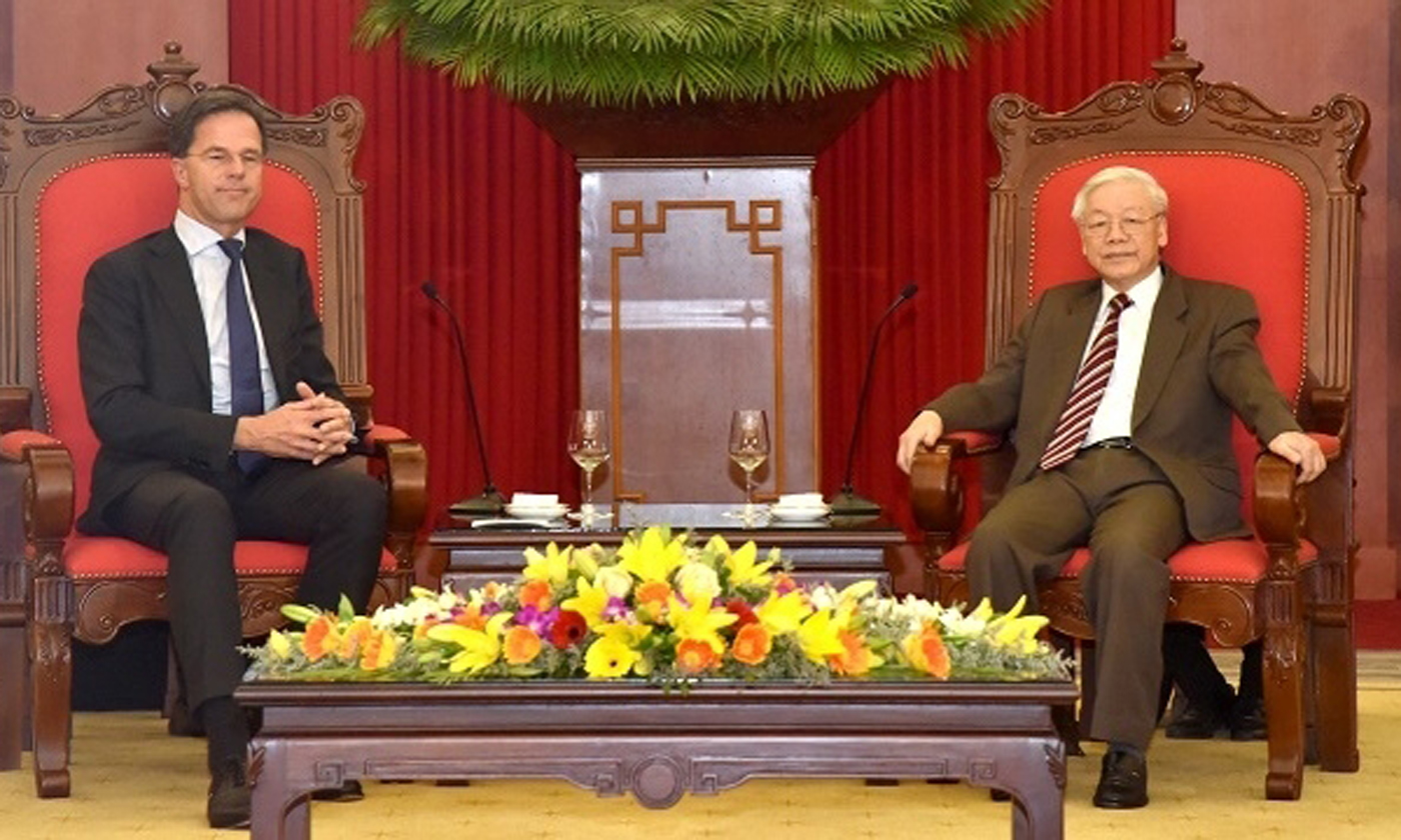 Vietnamese Party General Secretary and President Nguyen Phu Trong (R) and Dutch Prime Minister Mark Rutte (Photo: NDO/Duy Linh)