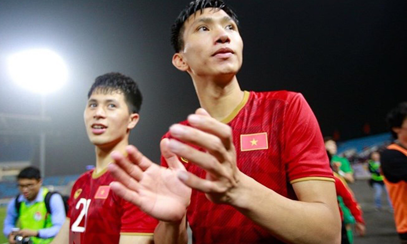  Footballers Dinh Trong and Van Hau, members of the national men's U22 team (Photo: VNA)
