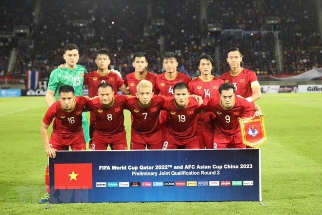 Vietnam's starting lineup at the match against Thailand (Photo: VNA)  