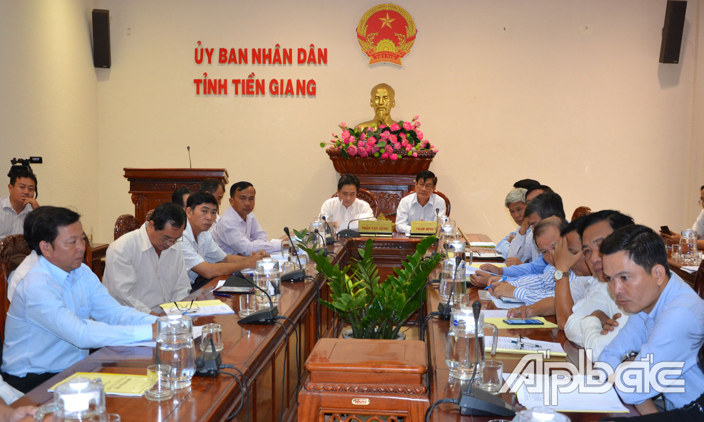 Quang cảnh hội nghị tại điểm cầu Tiền Giang.