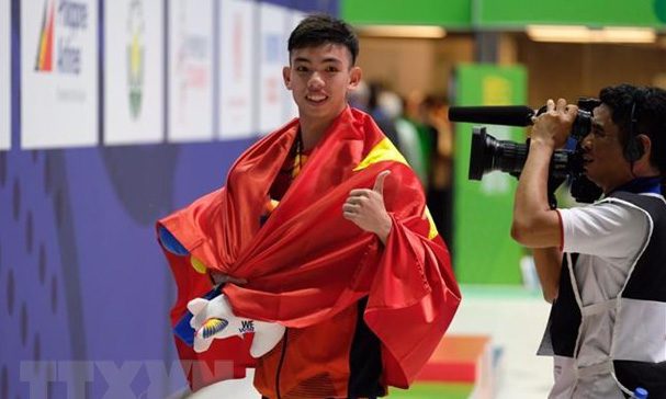 Swimmer Vu Huy Hoang, the first Vietnamese athlete to book his participation at the 2020 Tokyo Olympic Games (Photo: VNA)