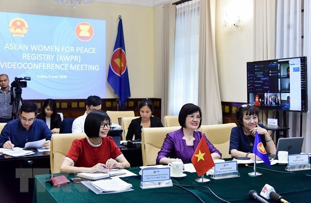 At a video-conference of the ASEAN Women for Peace Registry.