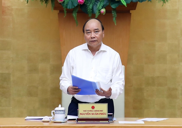 Prime Minister Nguyen Xuan Phuc at Wednesday cabinet meeting. 