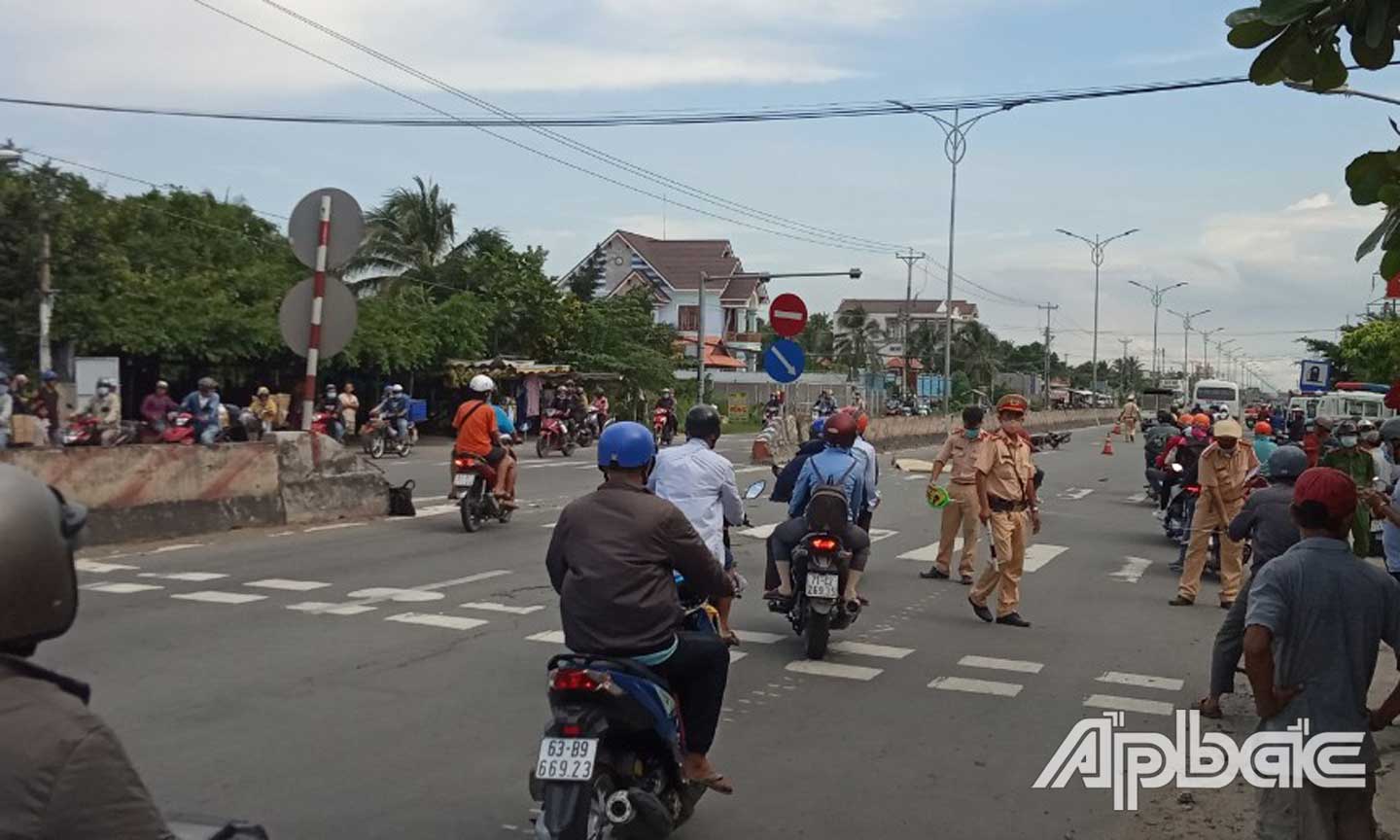 Hiện trường vụ tai nạn giao thông.