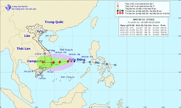 The predicted path of Storm Etau (Photo: National Centre for Hydro-Meteorological Forecasting).