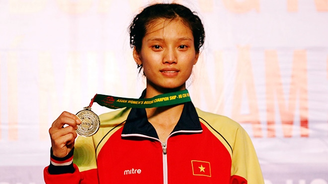 Nguyễn Thị Tâm là vận động viên boxing đầu tiên của Việt Nam giành tấm huy chương vàng châu Á năm 2017. Ảnh: TT&VH.