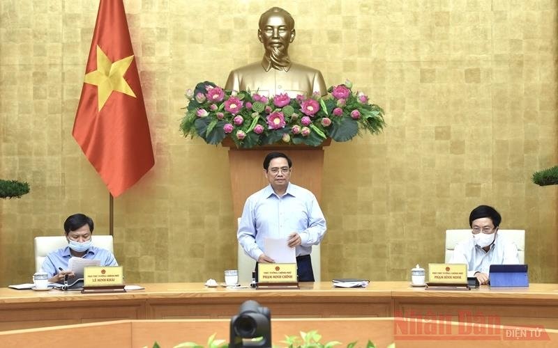 (Source: NDO)  PM Pham Minh Chinh speaks at the meeting. (Photo: NDO/Tran Hai).