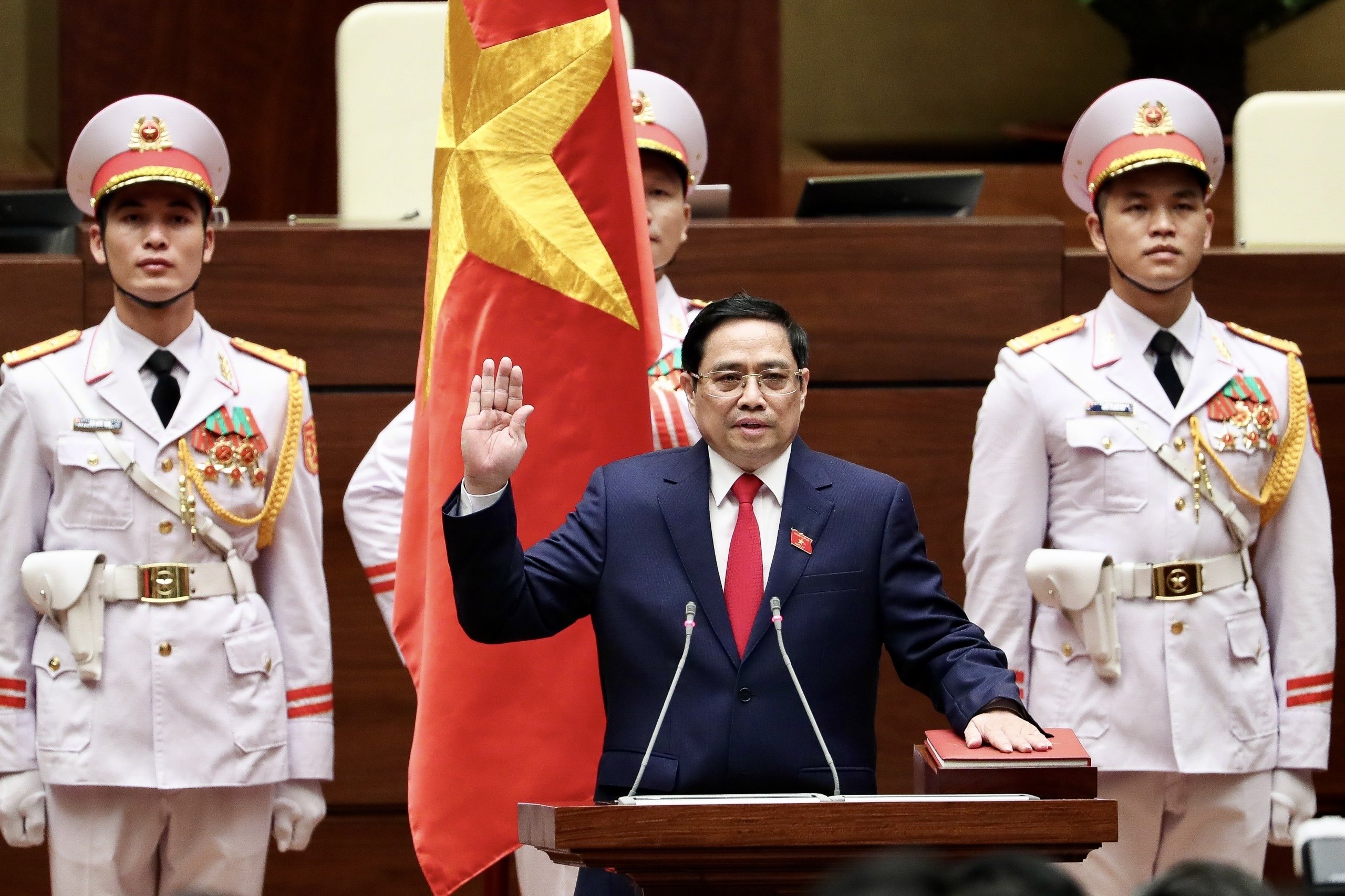  PM Pham Minh Chinh takes oath at the event. (Photo: VGP).