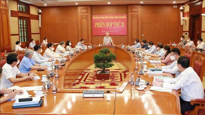 General Secretary of the Communist Party of Vietnam Nguyen Phu Trong chairs the meeting. (Photo: VNA).