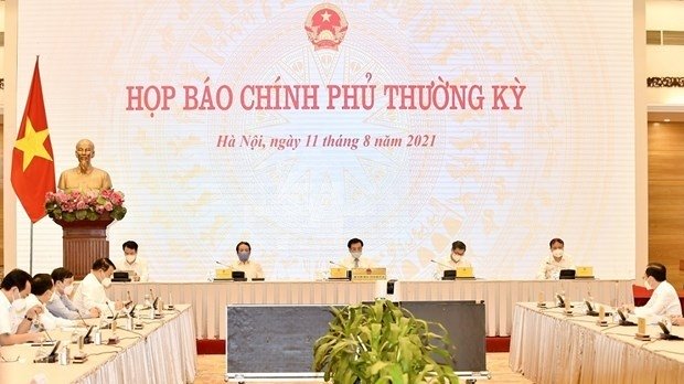 At the monthly government press conference in Hanoi. (Photo: VNA).