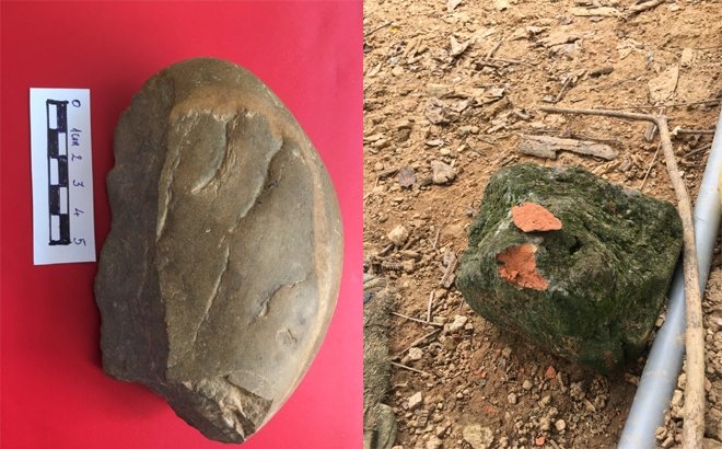 Objects unearthed at the site (Photo: Bao Yen Bai).