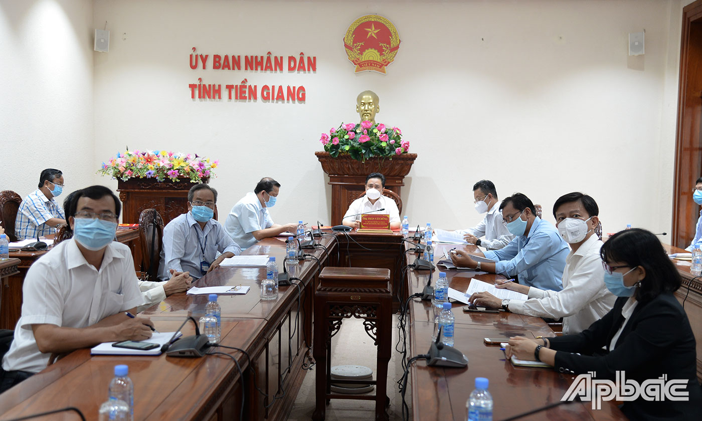 Quang cảnh Hội nghị tại điểm cầu Tiền Giang.