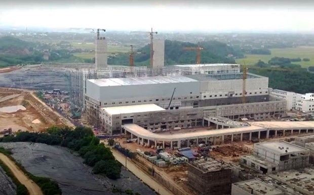 A solid waste treatment plant under construction. (Photo: sotnmt.hanoi.gov.vn).