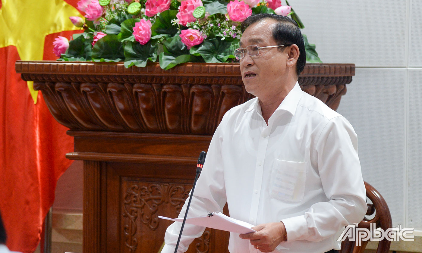 Đồng chí Nguyễn Văn Vĩnh phát biểu tại hội nghị trực tuyến với Chính phủ.