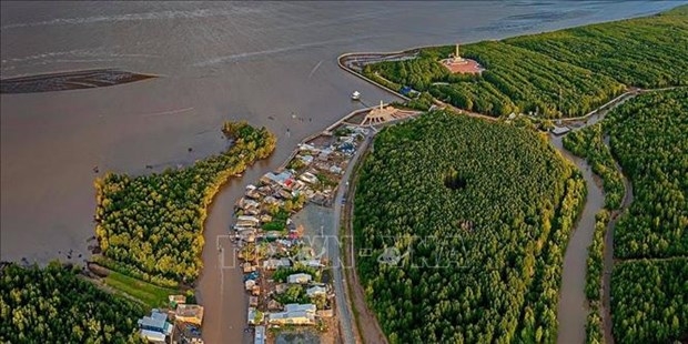 An aerial view of Ca Mau Cape in the Mekong Delta province of Ca Mau, which is also located in the southermost of Vietnam (Photo: VNA).