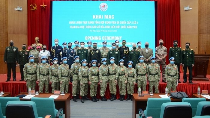 Participants in the opening ceremony of practical training for Level-2 Field Hospital No. 4 on March 4 (Photo: qdnd.vn).